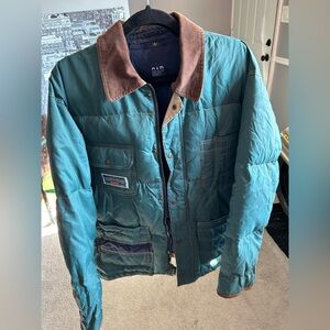 GAP Green Quilted Jacket with Brown Collar